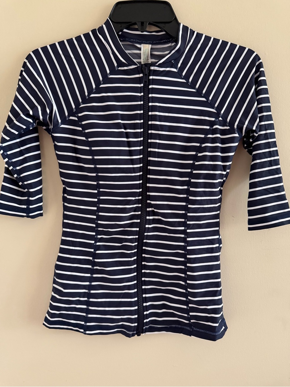 New! Sea Level Australia Navy & White Striped Zip-Front Swim Top